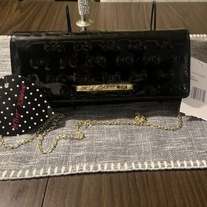 Betsey Johnson Black Bow Clutch